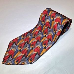 Cocktail Collection 💯 Silk Designer Necktie 57" x 3.75" Red/Blue/Gold Abstract